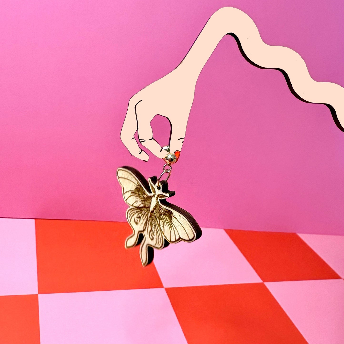 Lunar Moth Wood Earrings