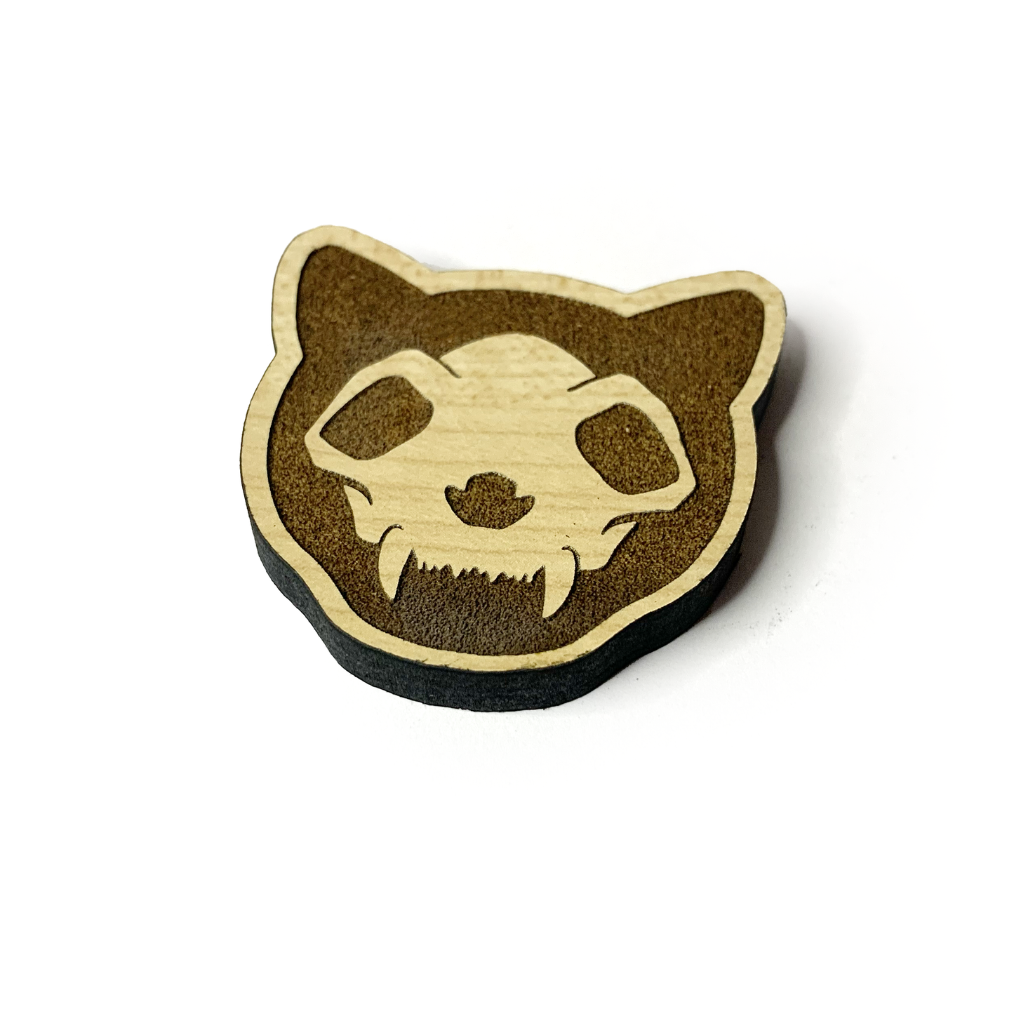 Skull Cat Wood Pin