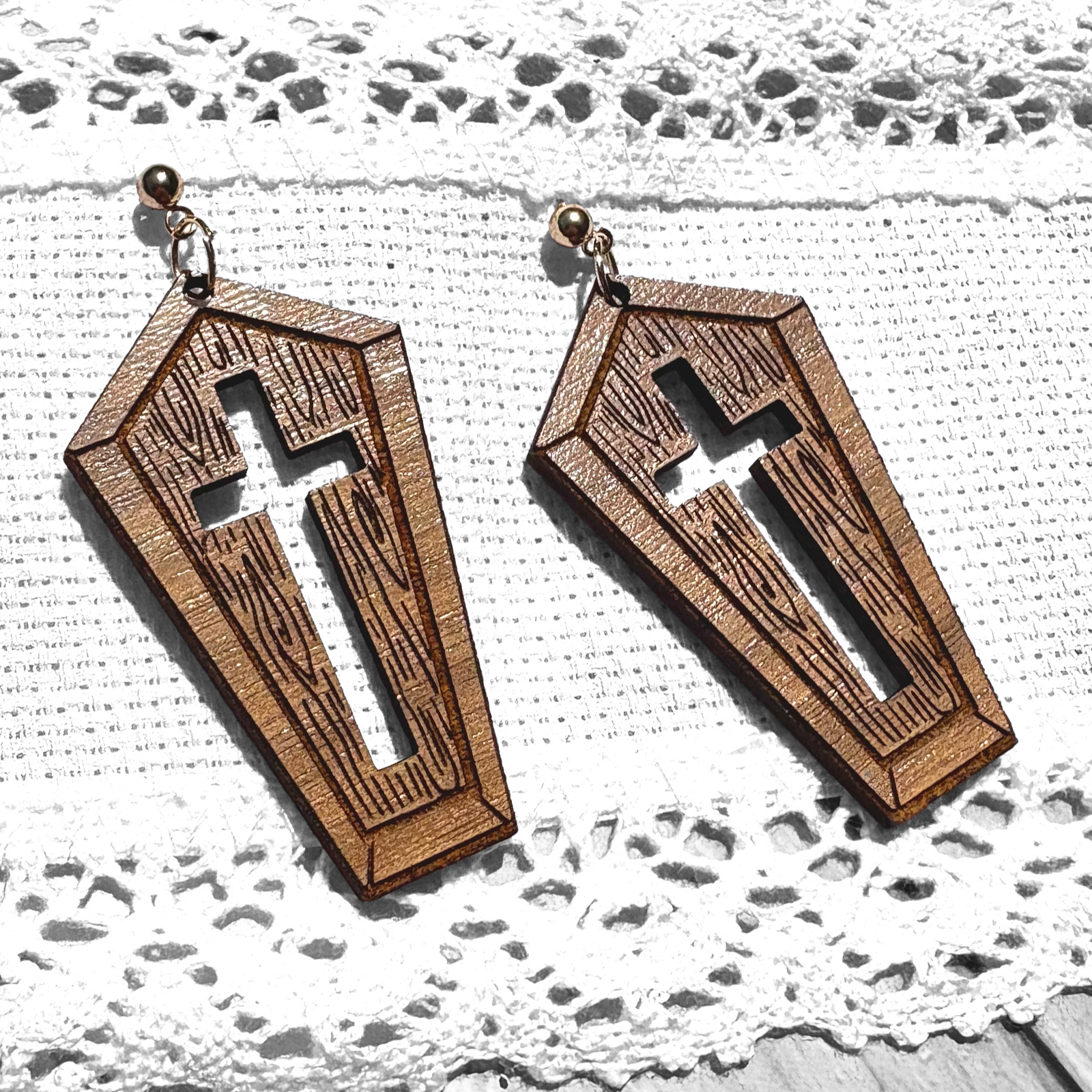Coffin Cross Earrings