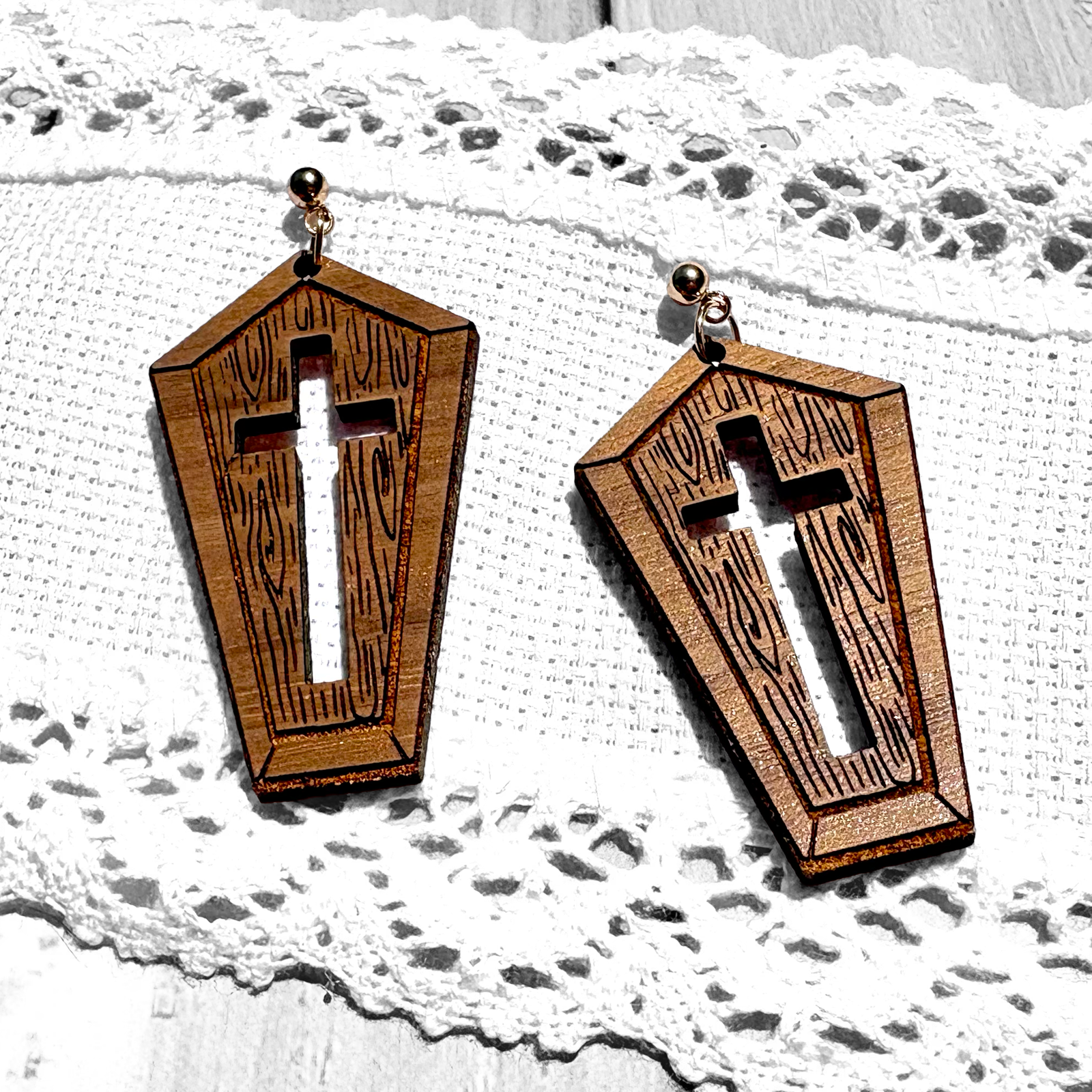 Coffin Cross Earrings