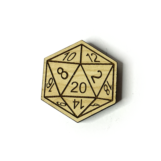 D20 Wood Pin