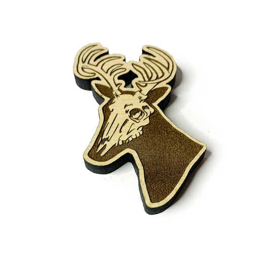 Deer Skull Wood Pin