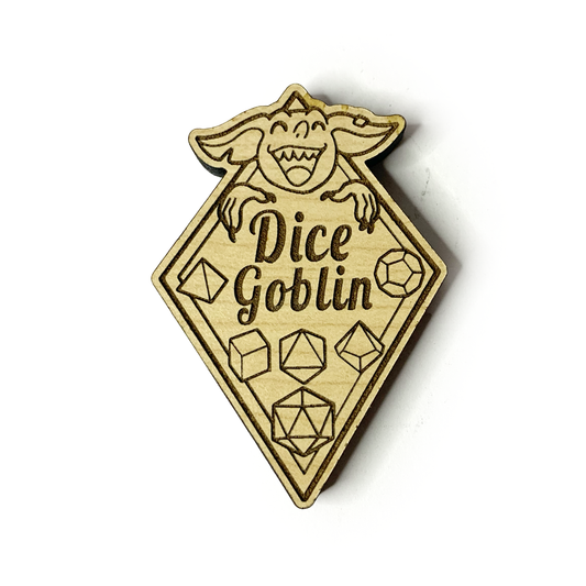 Dice Goblin Wood Pin