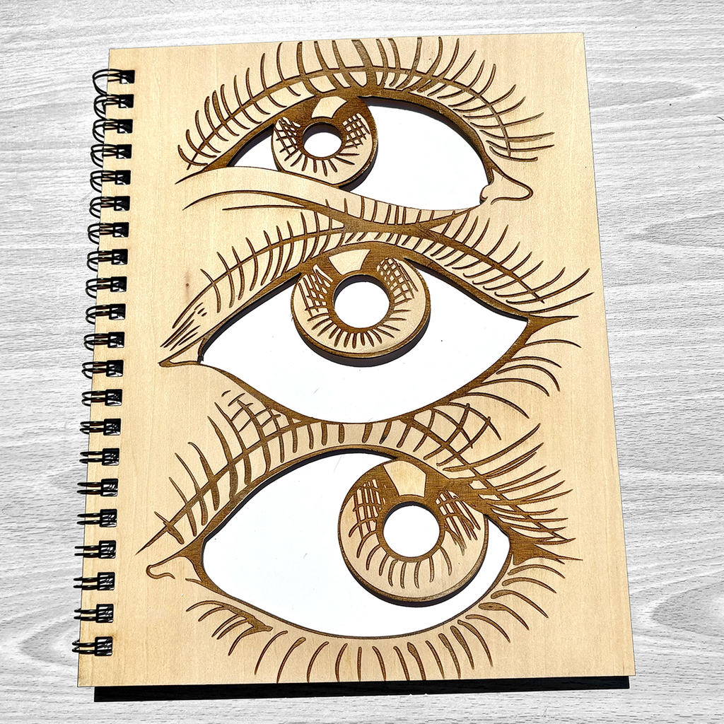 Eye Laser Engraved Wood Sketchbook
