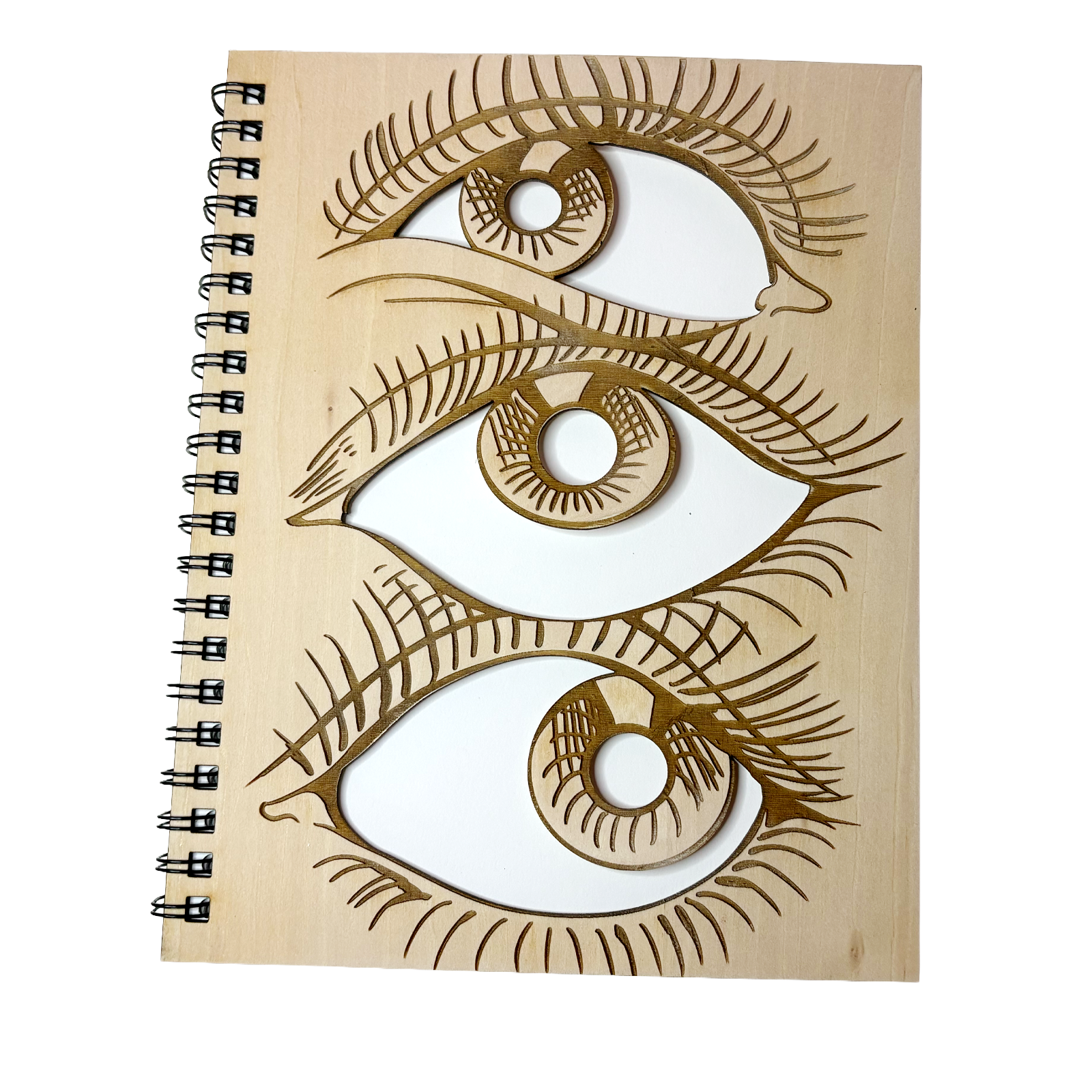 Eye Laser Engraved Wood Sketchbook