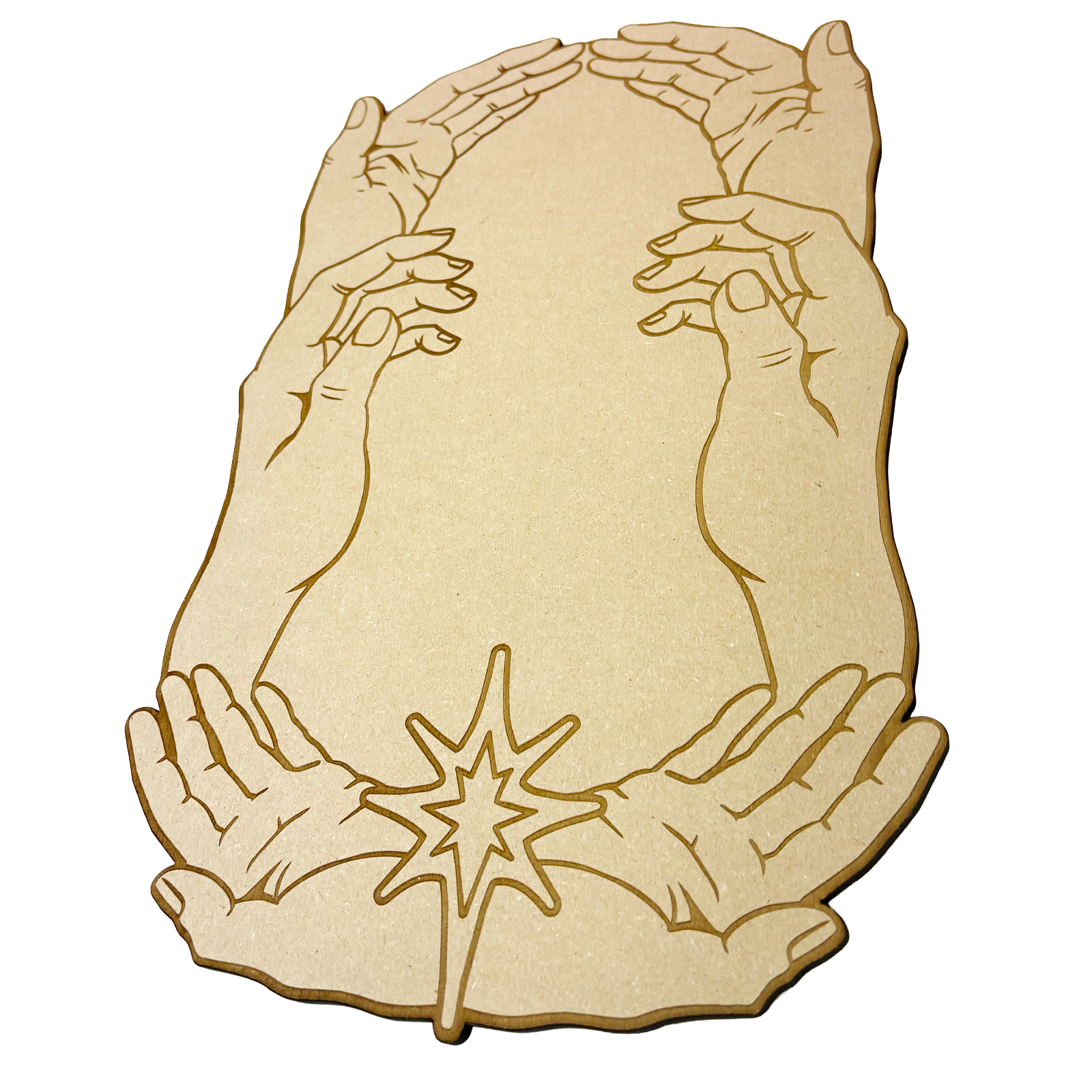 Hands Engraved wood Canvas