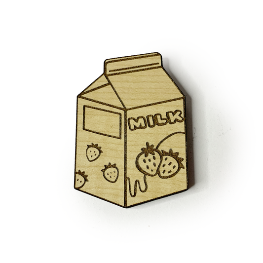 Strawberry Milk Wood Pin