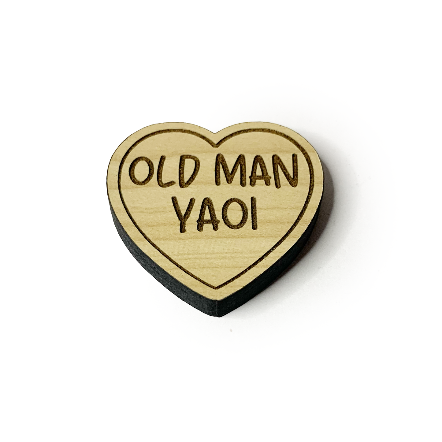 Old Man Yaoi Heart Wood Pin