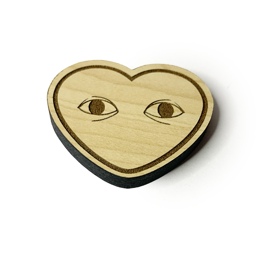 Sad Heart Wood Pin