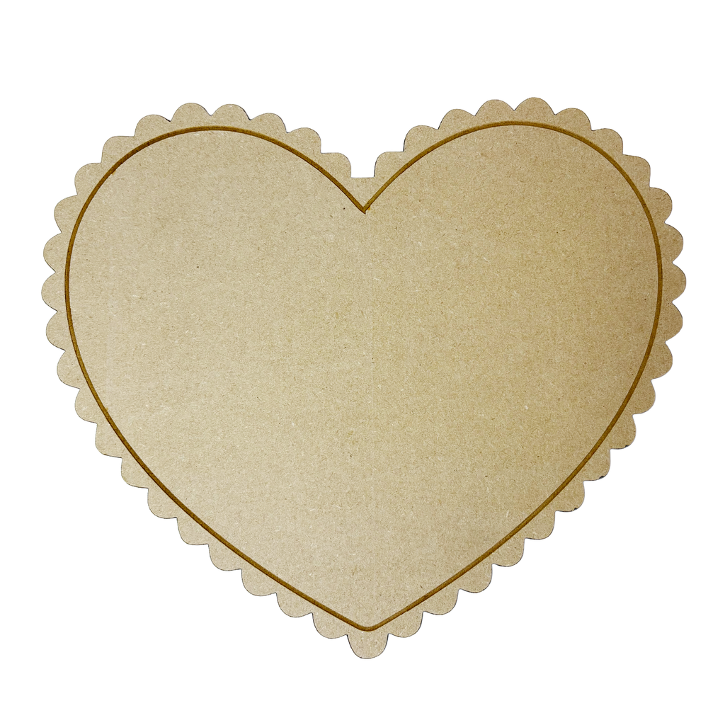 Scaloped Heart Wood Canvas