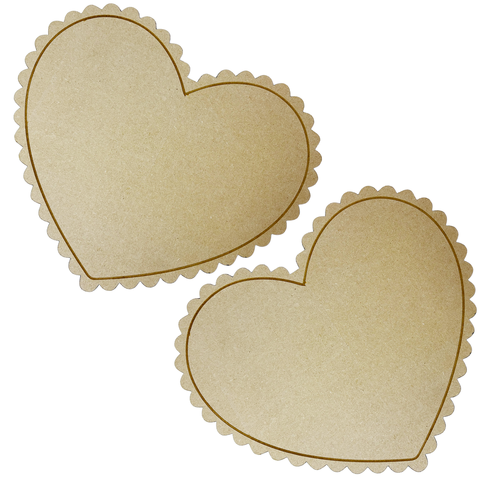 Scaloped Heart Wood Canvas