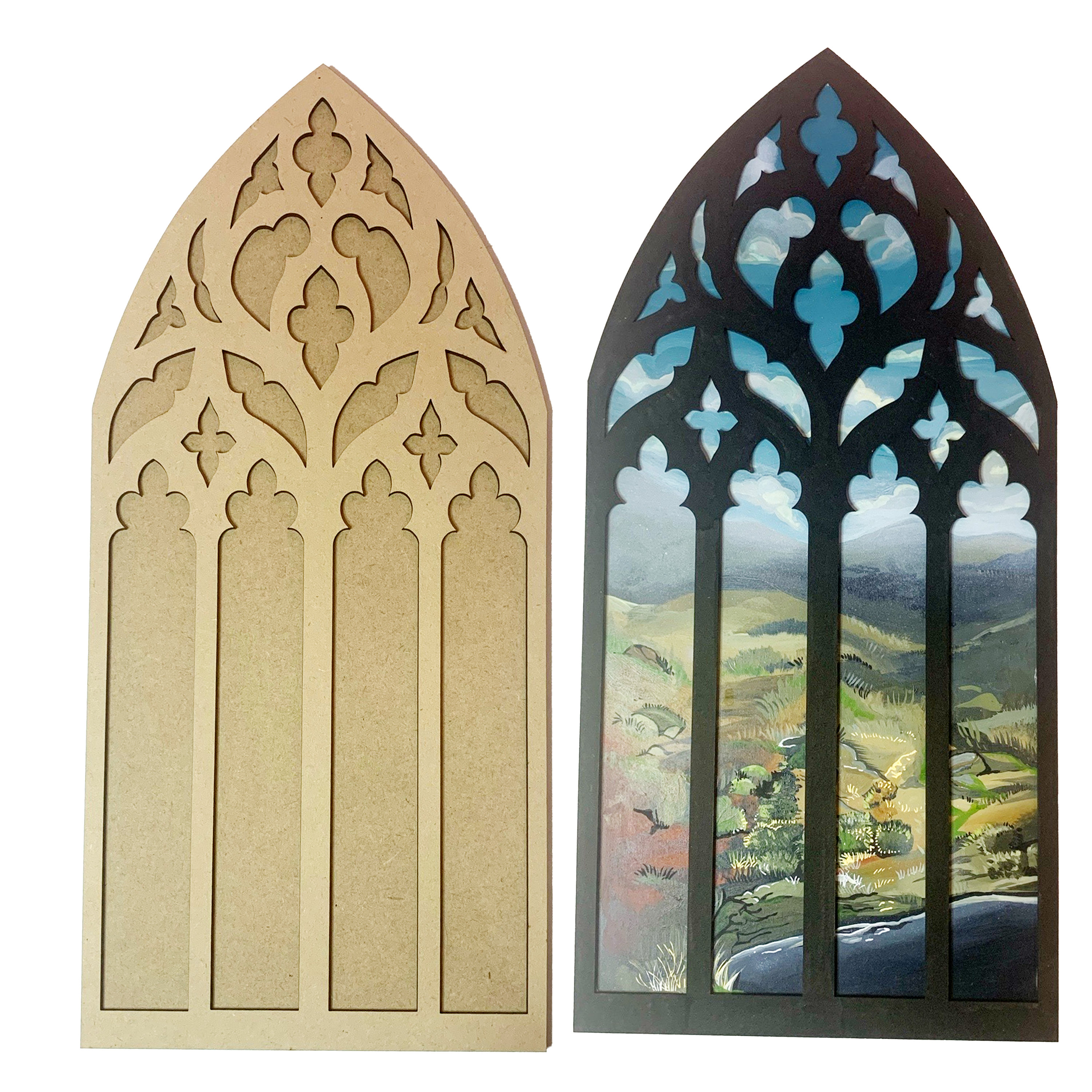 Cathedral Window Wood Canvas
