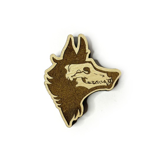 Skull Wolf Wood Pin