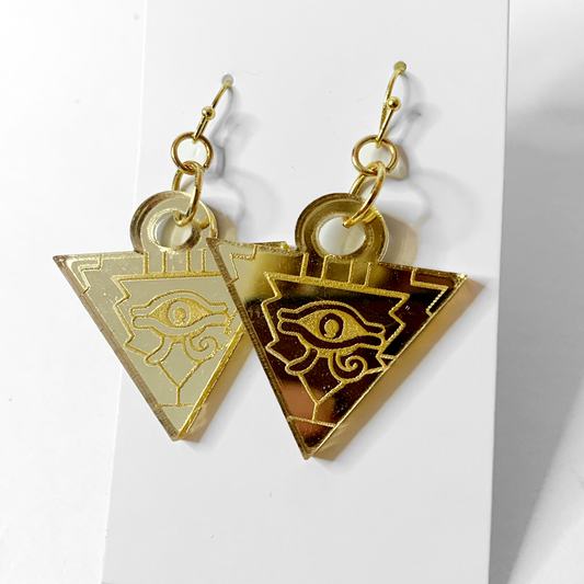 Mllennium Puzzle Gold Mirror Earrings